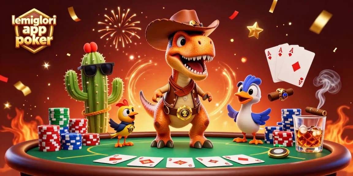 Gioca a le migliori app poker con il T-Rex, cactus e un Roadrunner in un dinamico tavolo da poker.
