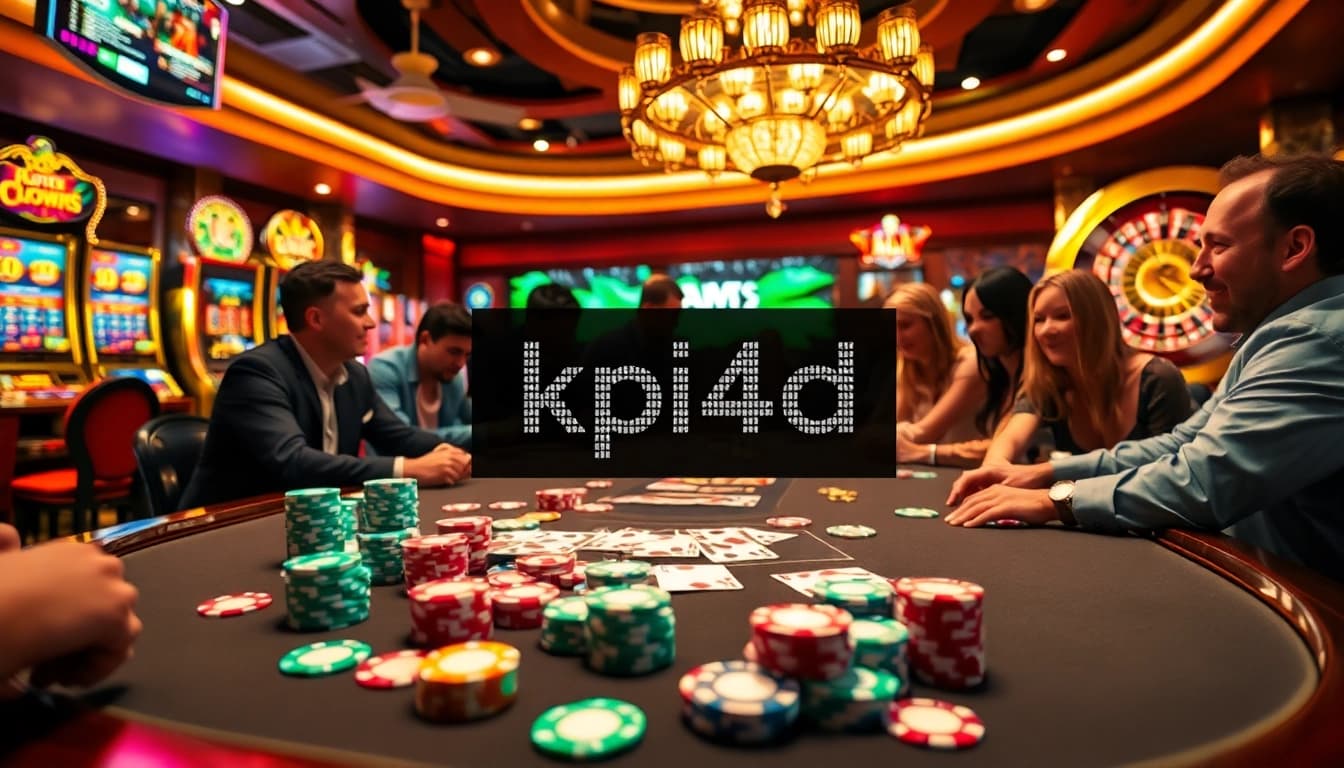 Experience the thrill of kpi4d at a luxurious casino table with poker chips and players.