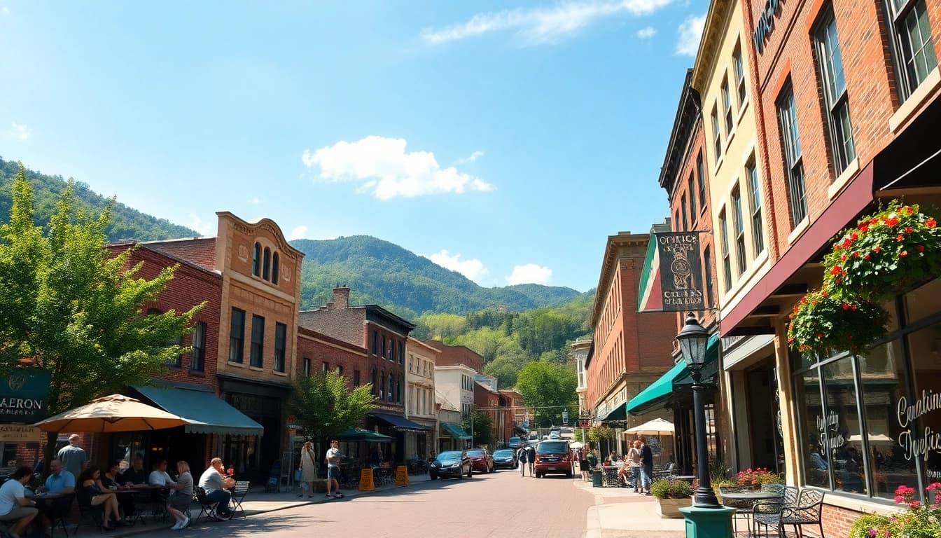 Experience Clarksburg, showcasing vibrant street life and historic architecture in West Virginia.
