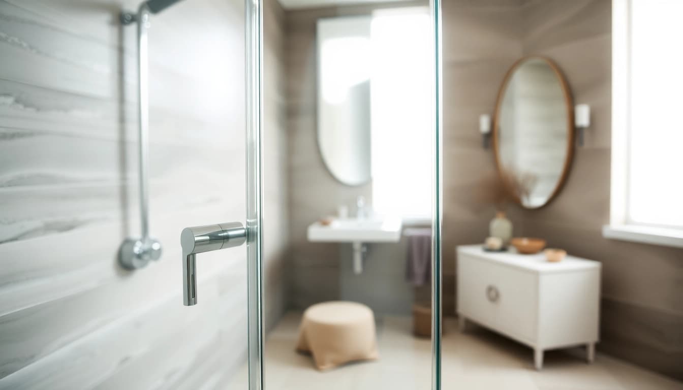 Enhance your space with a modern shower screen door featuring sleek design and luxurious materials.