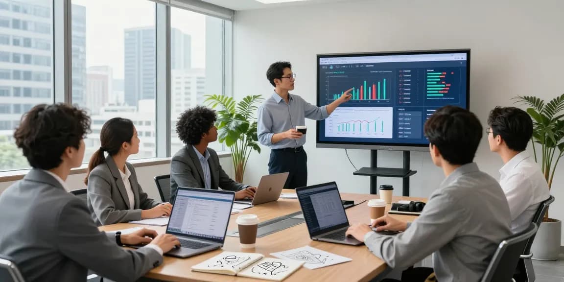 Dynamic team collaboration in a conference room showcasing https://factors.org.uk performance metrics.