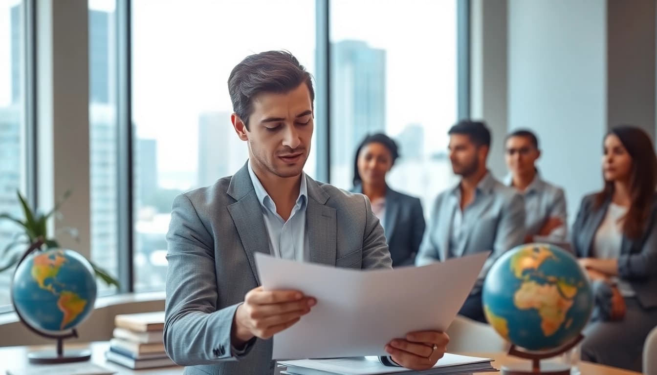 Jacksonville Immigration Lawyer consulting clients in a modern office environment.
