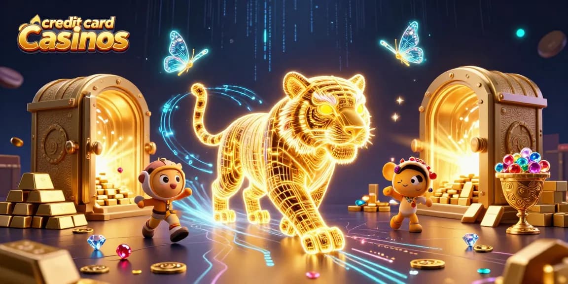 Experience thrilling gameplay at credit card deposit casinos with this dynamic 3D casino illustration.