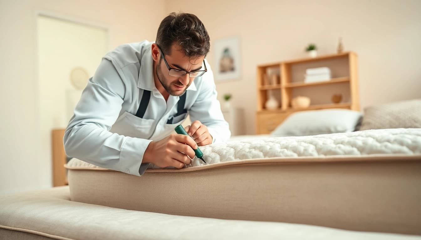 milwaukee bed bug exterminators inspecting a mattress for pests in a bright bedroom