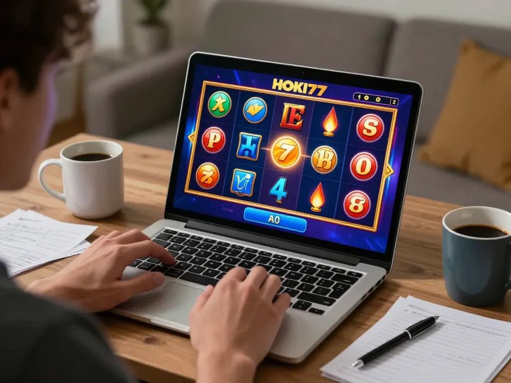 Memainkan HOKI77 link di laptop, menikmati slot online yang hidup dan permainan yang bertanggung jawab.