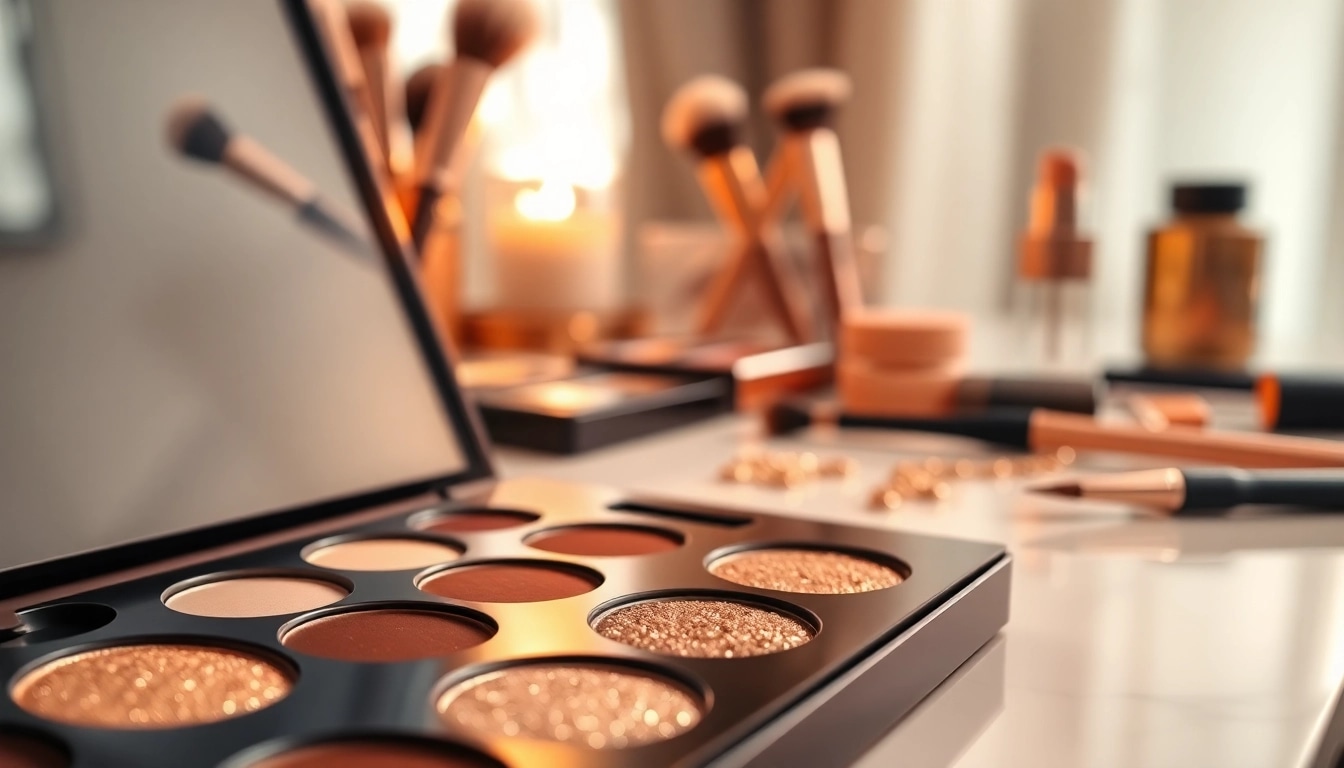 Create a stunning look with champagne eyeshadow in an elegant makeup setting.