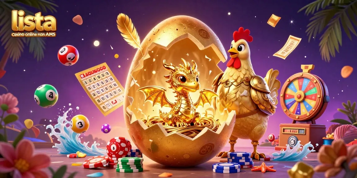 Lista casino online non AAMS: un drago dorato sorveglia i giochi mentre piovono palline e giri gratuiti.