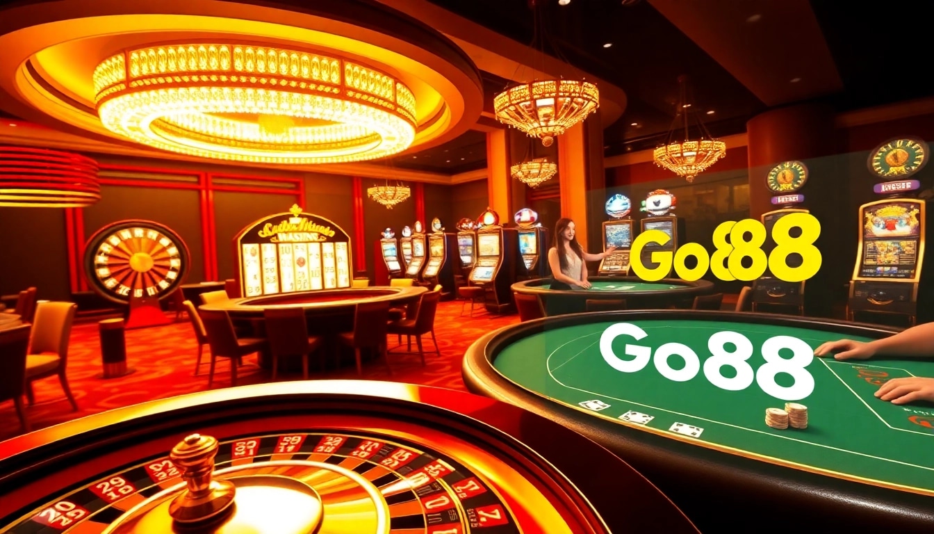 Experience the excitement of gambling at Go88 with vibrant slot machines and poker tables.