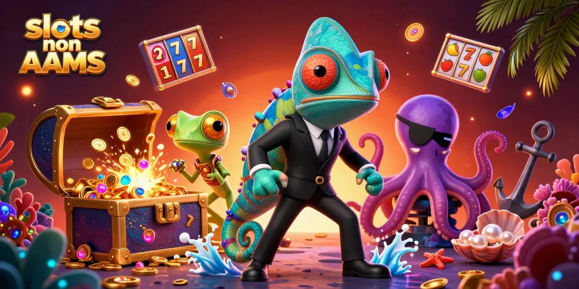 Le slot non AAMS offrono una vista vivace con un camaleonte agente e un gecko tecnologico.