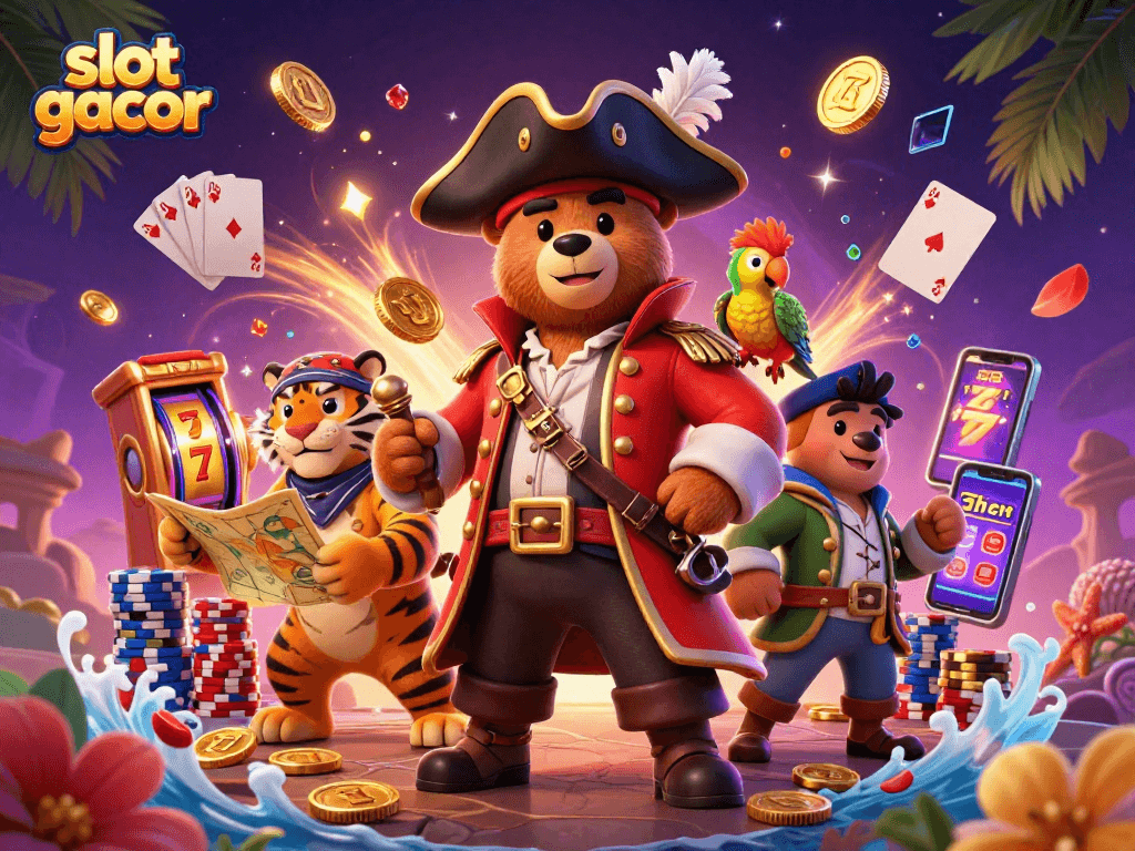 Experience thrilling wins at slot gacor with pirates and treasures in this vibrant scene.