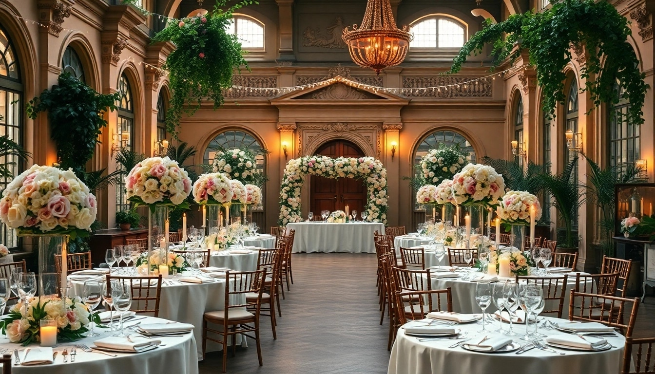 Stunning setup for a Jacksonville Wedding Venue with elaborate decor and romantic ambiance.