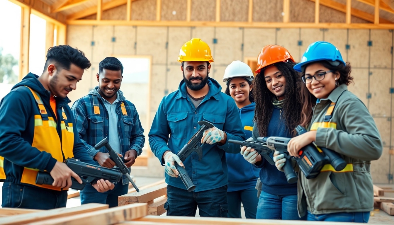 Students at construction trade schools in texas engaged in practical training on-site.