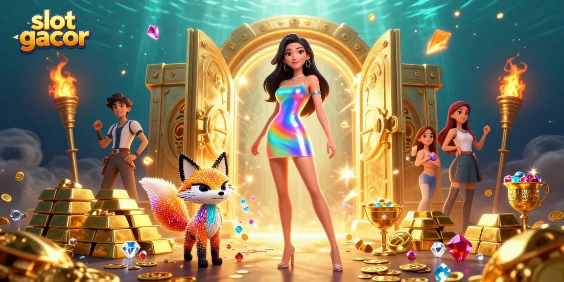 Experience thrilling slot gacor action with dazzling visuals and treasure elements in this vibrant scene.
