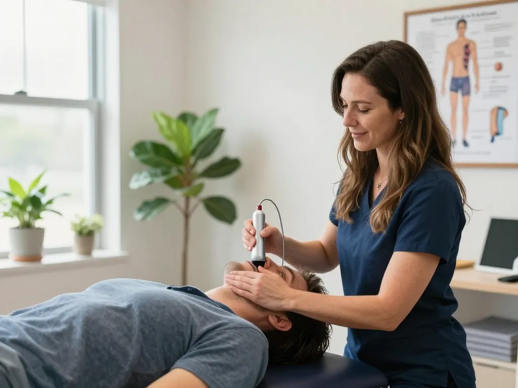 Brain-based chiropractic adjustment at https://synapticdc.com in a calming office environment.