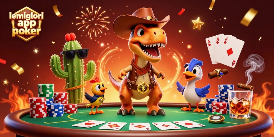Gioca a le migliori app poker con il T-Rex, cactus e un Roadrunner in un dinamico tavolo da poker.