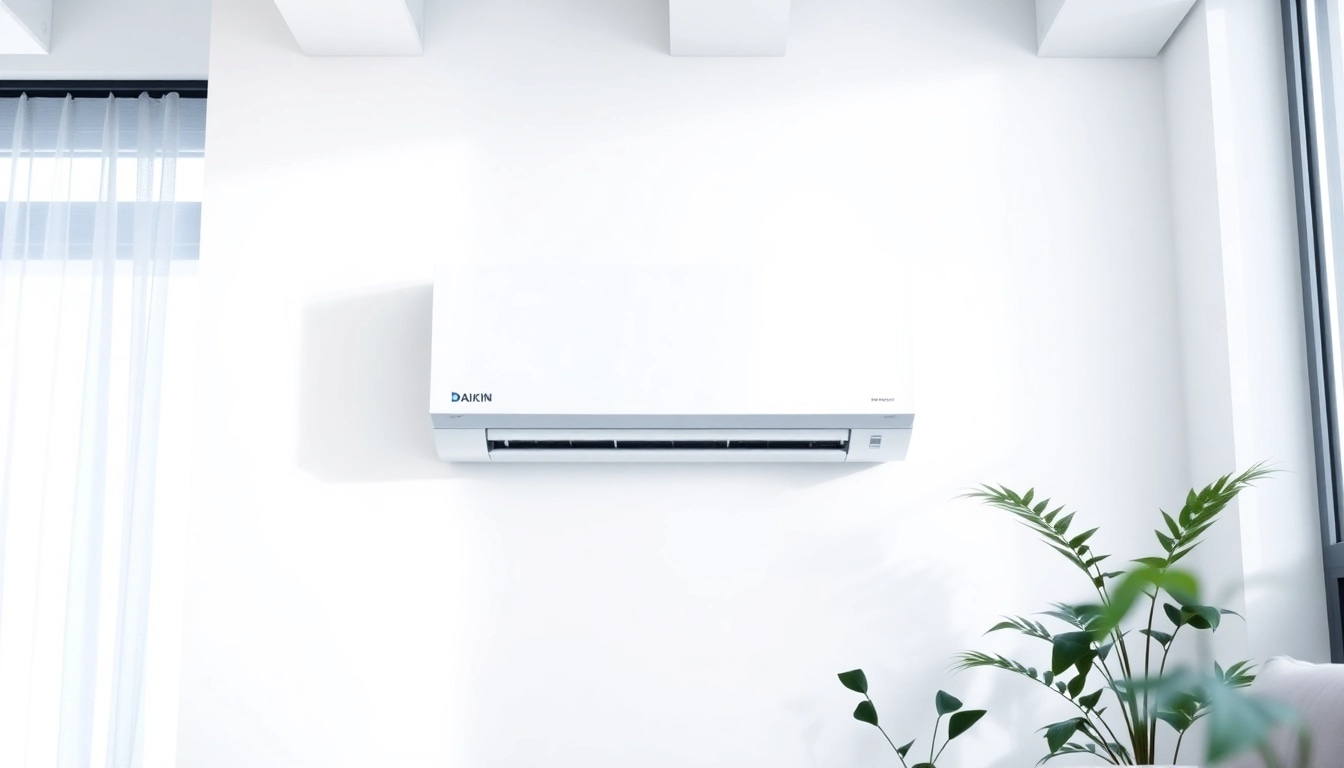 Daikin mini split AC system in a modern interior displaying sleek design and efficient cooling.