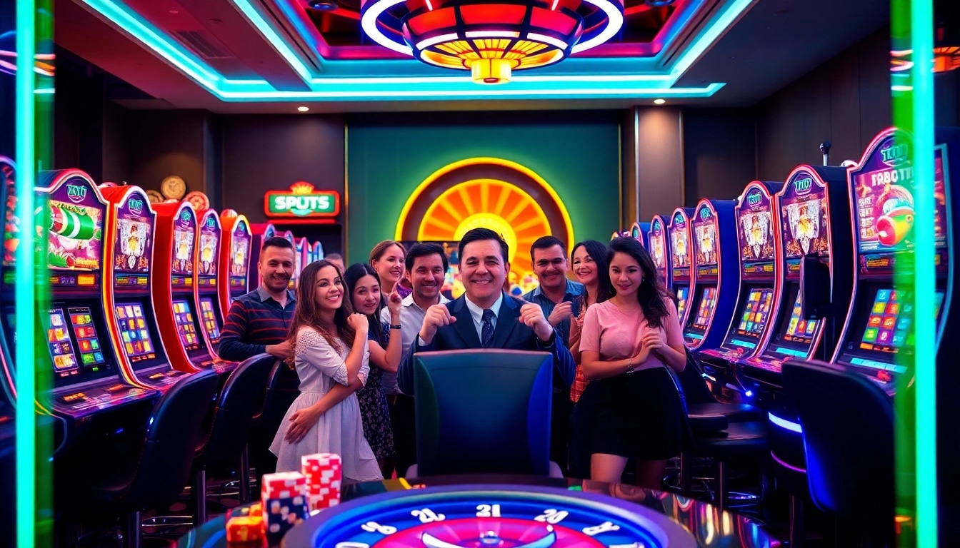 Players enjoying the excitement of slot pragmatic machines in a vibrant casino atmosphere