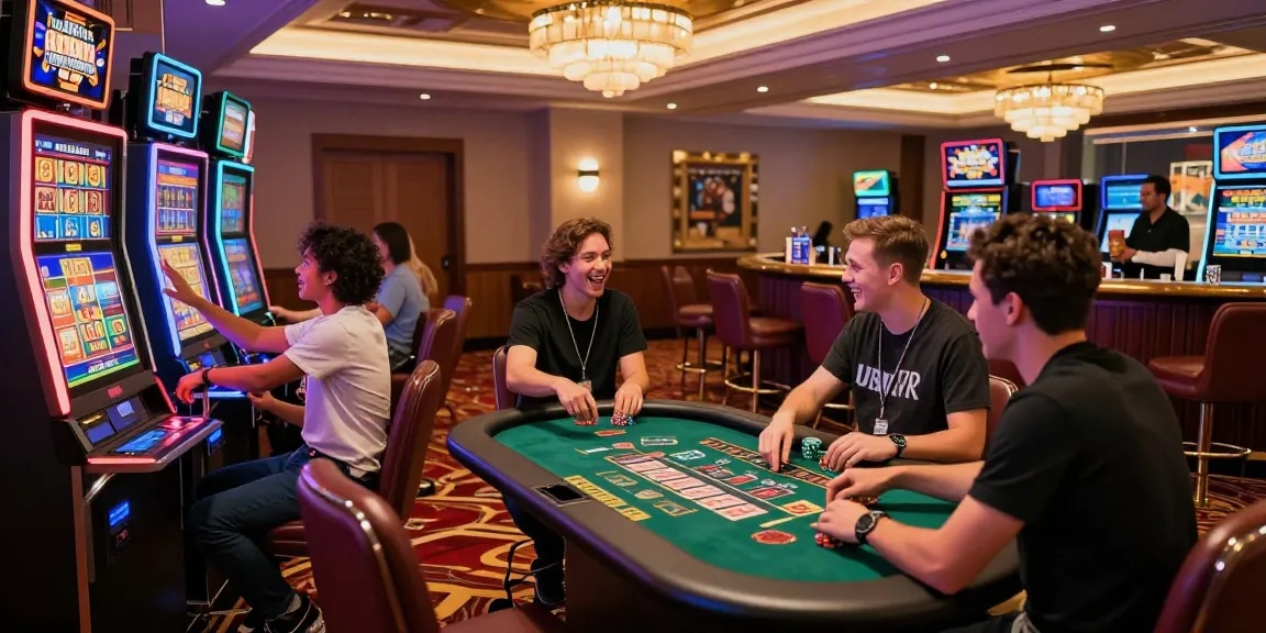 Experience the excitement at credit card casinos in the UK with https://sii.org.uk/, featuring players at dynamic gaming tables and vibrant slot machines.