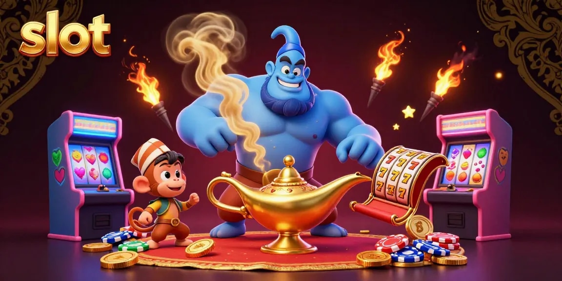 Experience thrilling slot action with vibrant characters, glowing reels, and dynamic casino elements.