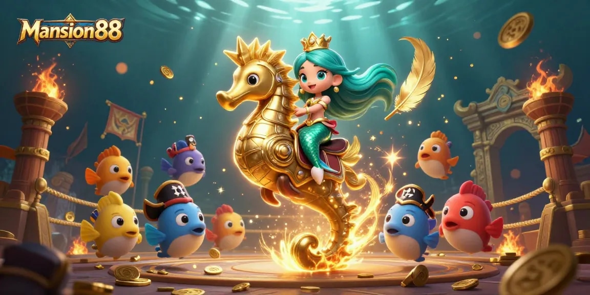 Experience the thrill of betting at Mansion88 with a vibrant underwater scene featuring a mermaid princess.