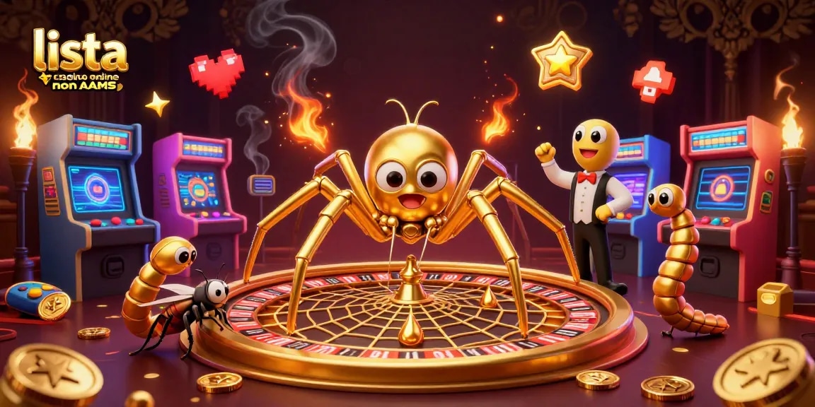 Scopri la lista casino online non AAMS con giochi interattivi e croupier virtuali in un'illustrazione dettagliata.