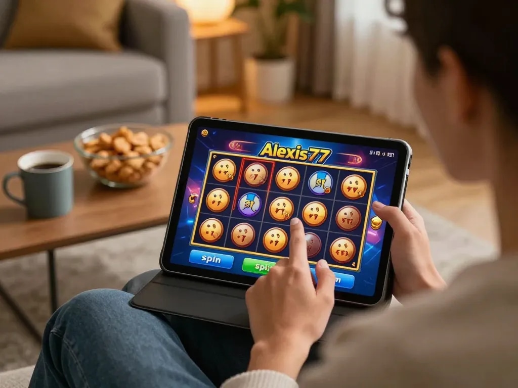 Engaging gameplay on alexis77 slot from a cozy home setup, showcasing an immersive gaming experience.