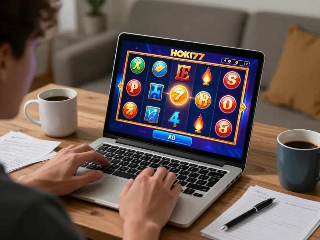 Memainkan HOKI77 link di laptop, menikmati slot online yang hidup dan permainan yang bertanggung jawab.