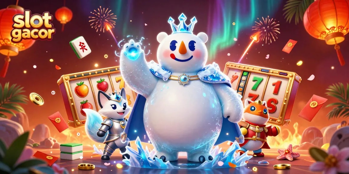 Experience slot gacor with captivating characters and dynamic casino elements in a vibrant illustration.