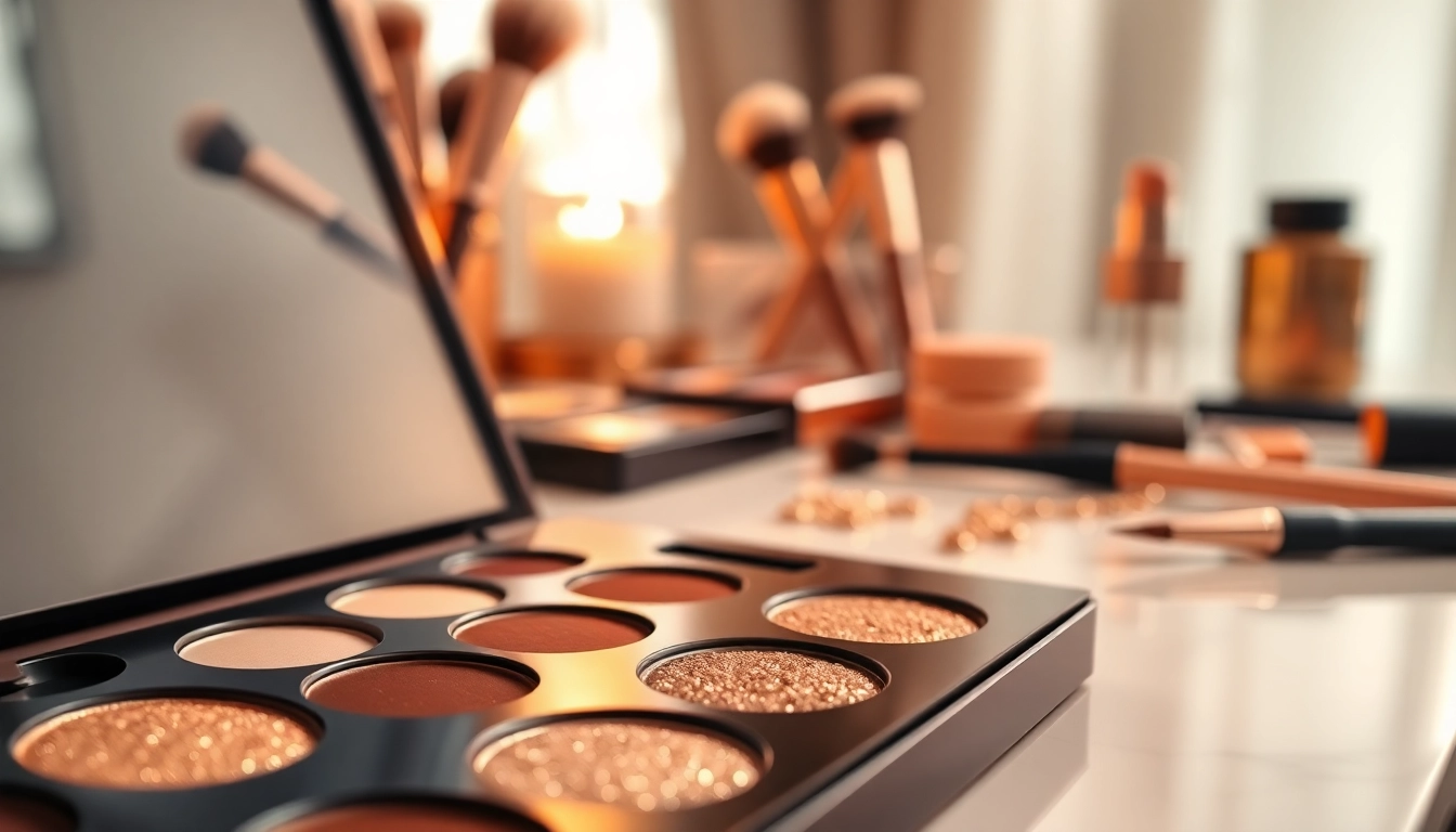 Create a stunning look with champagne eyeshadow in an elegant makeup setting.