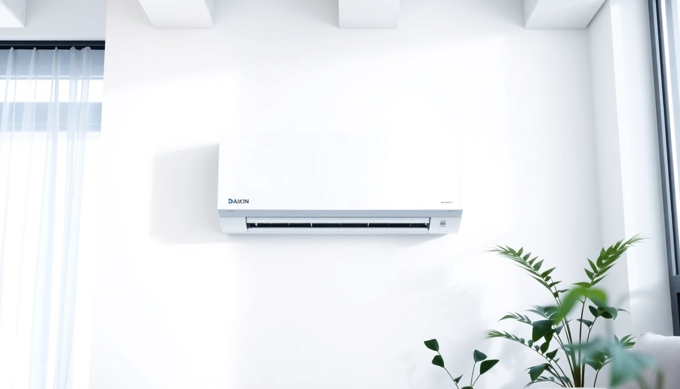 Daikin mini split AC system in a modern interior displaying sleek design and efficient cooling.