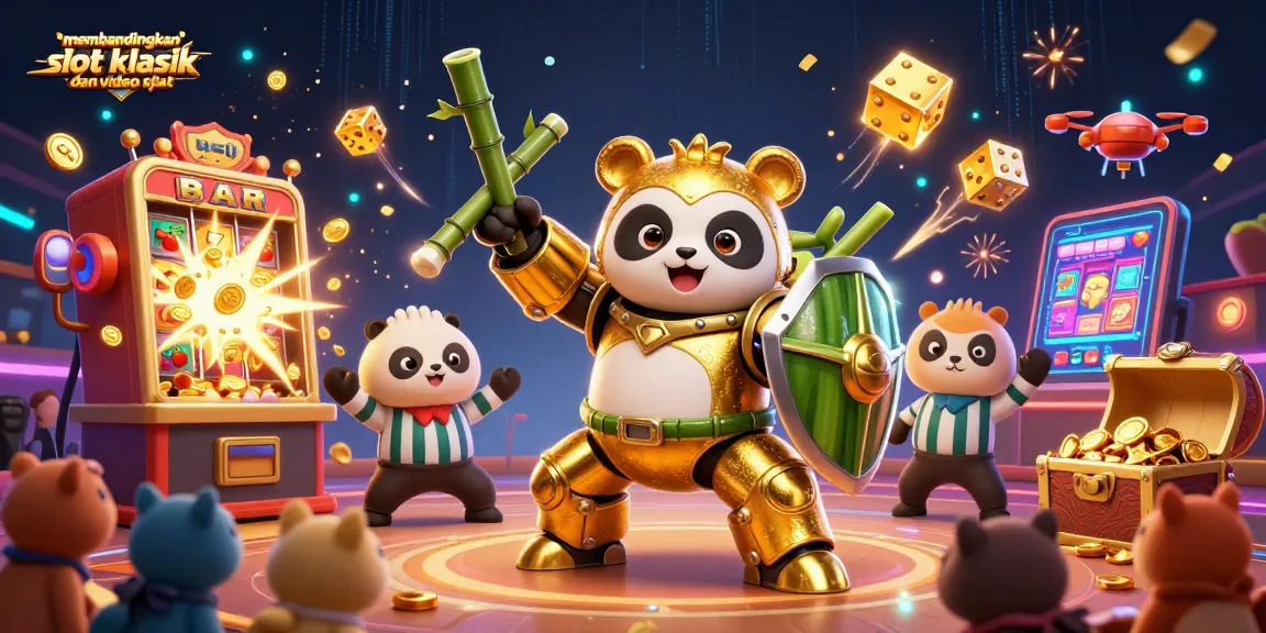 Membandingkan slot klasik dan video slot dengan berbagai simbol dan elemen menarik yang menggambarkan pengalaman kasino yang dinamis.