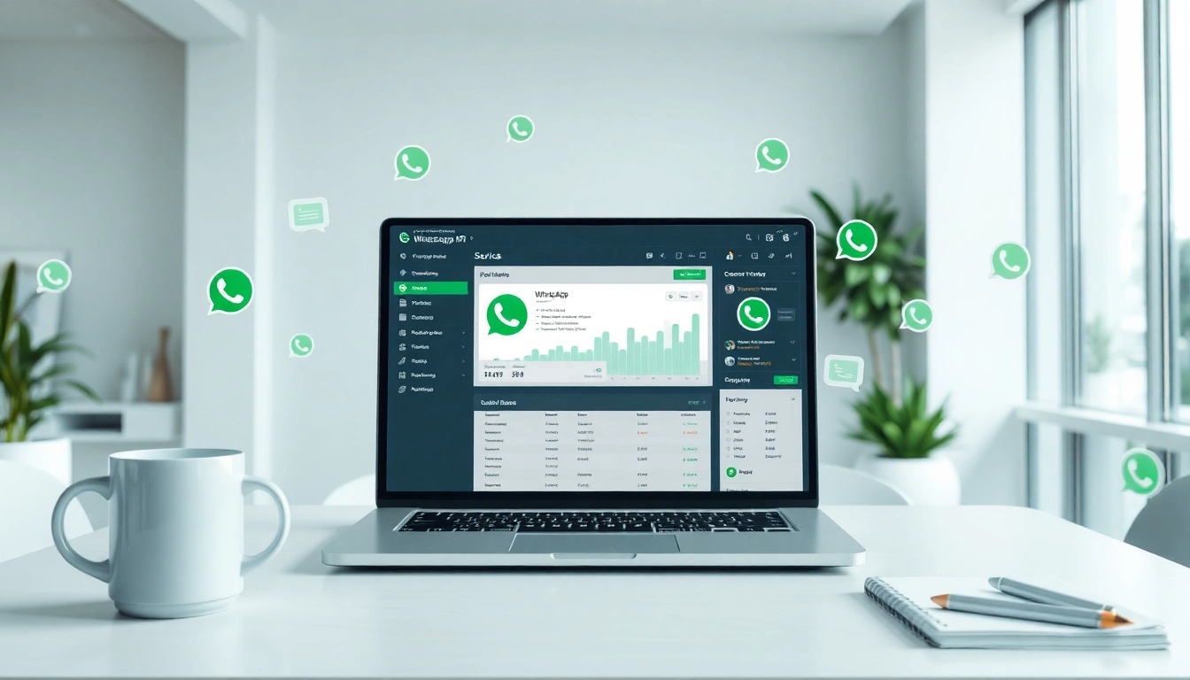 Ultramsg WhatsApp API service dashboard in a modern office environment showcasing dynamic communication.