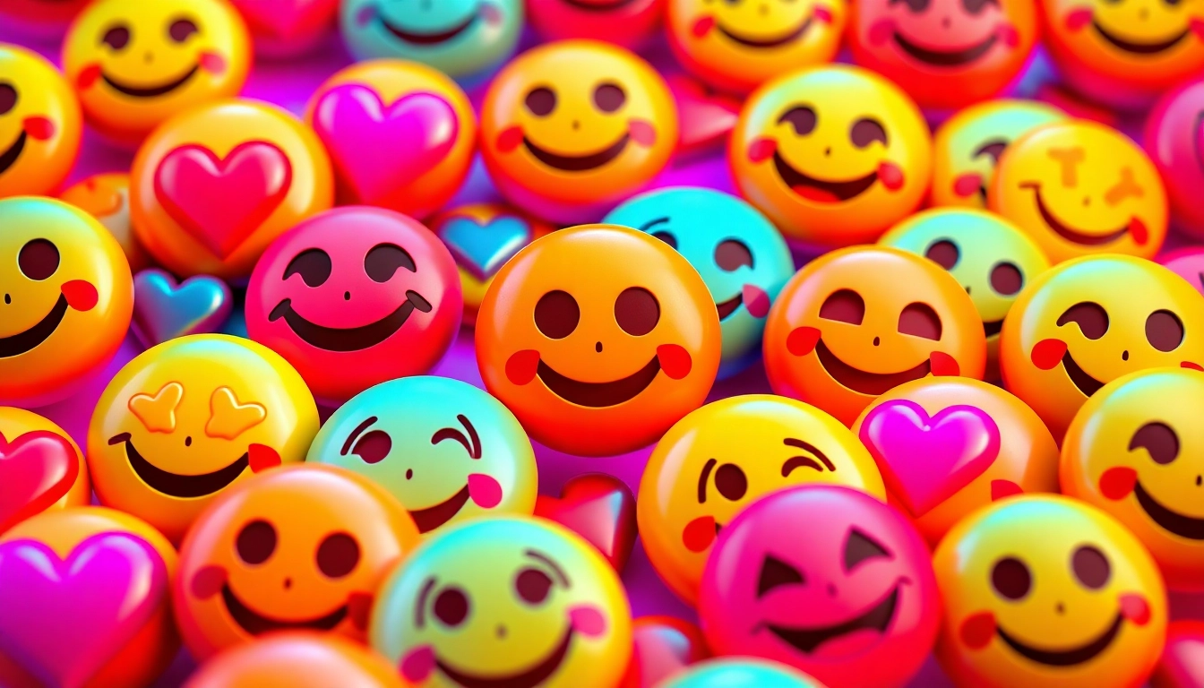 Engaging TikTok emojis vibrant display showcasing lively expressions and colorful designs.