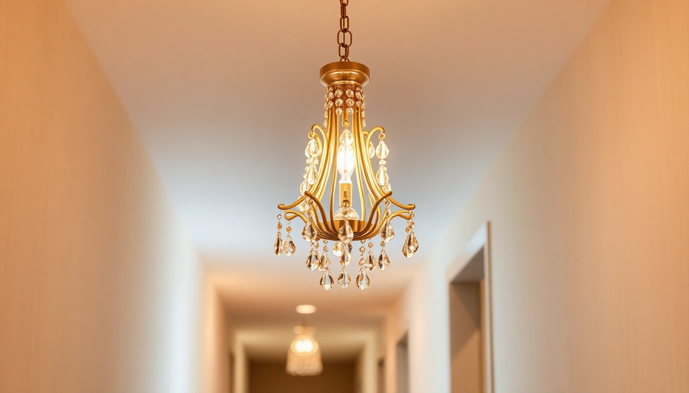 Eye-catching light fixtures for hallway illuminate a stylish modern corridor.
