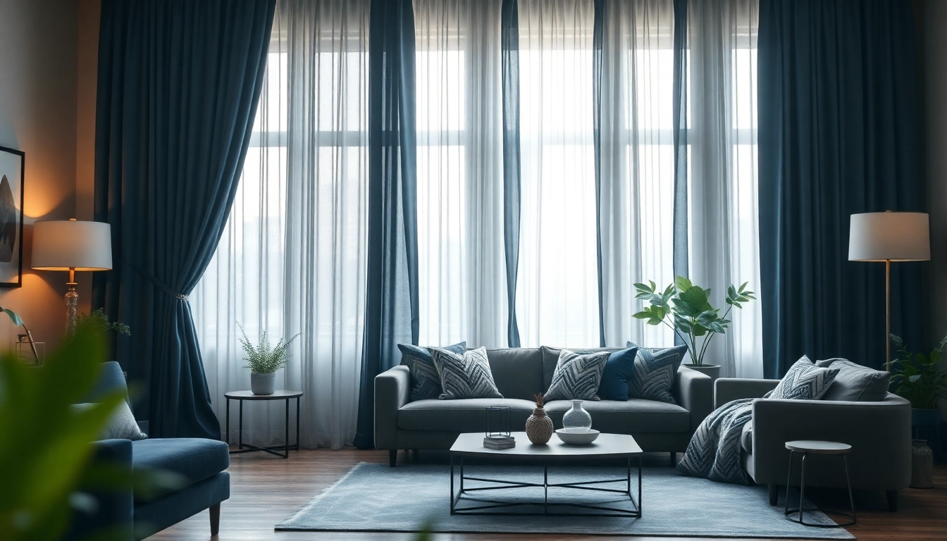 Verduisterende gordijnen in een gezellige woonkamer creëren een warme en uitnodigende sfeer.