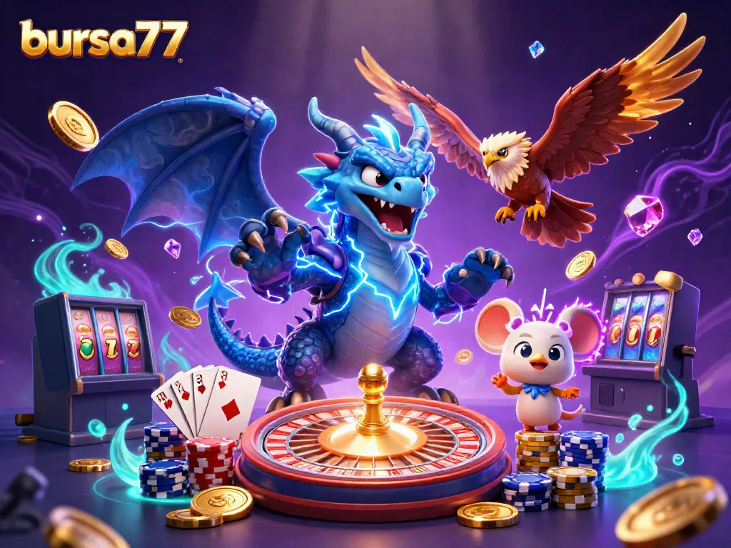 Menang besar di bursa777 dengan simbol slot yang menggiurkan dan karakter kartun 3D yang menakjubkan.