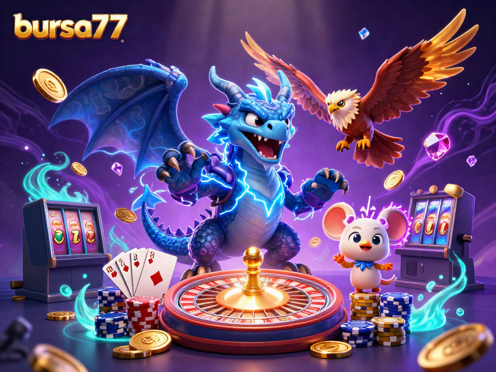 Menang besar di bursa777 dengan simbol slot yang menggiurkan dan karakter kartun 3D yang menakjubkan.