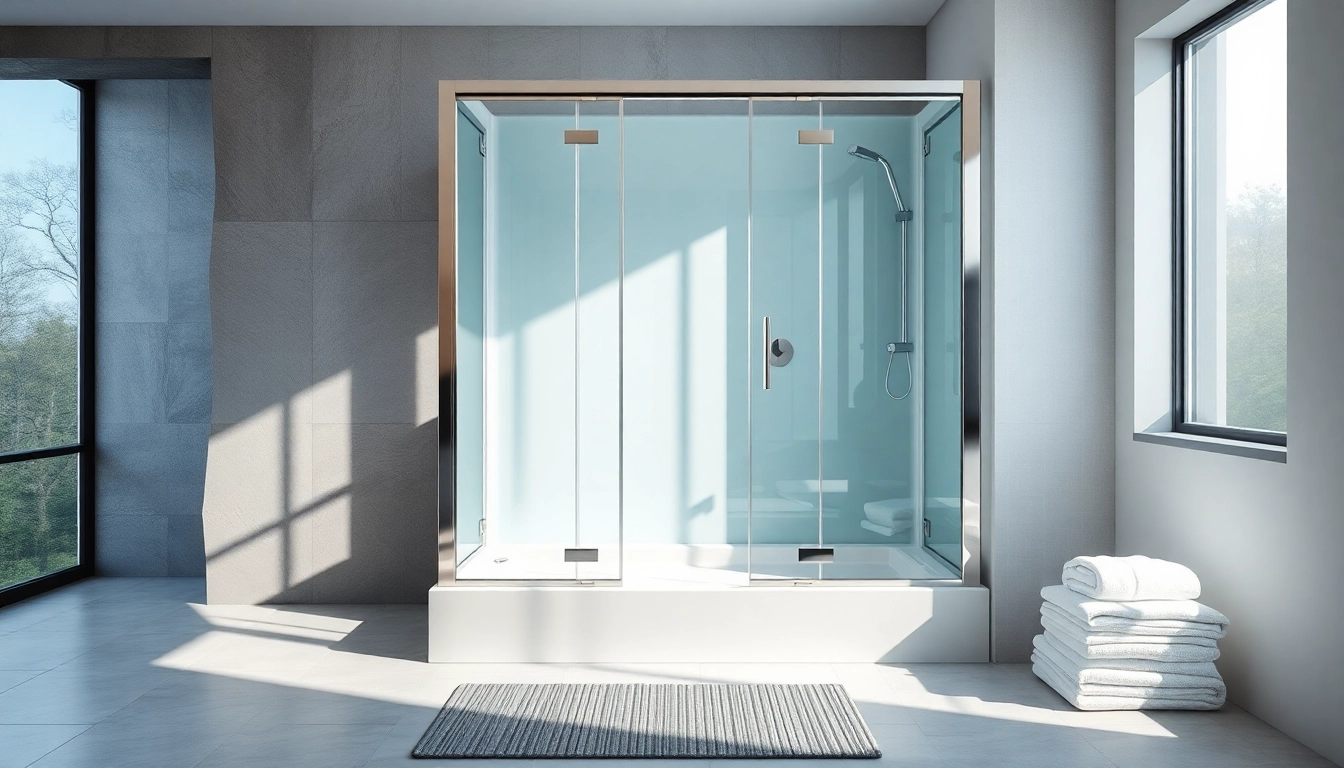 Genießen Sie eine moderne sonni Duschkabine in einem eleganten Badezimmer mit viel Licht und stilvollen Details.