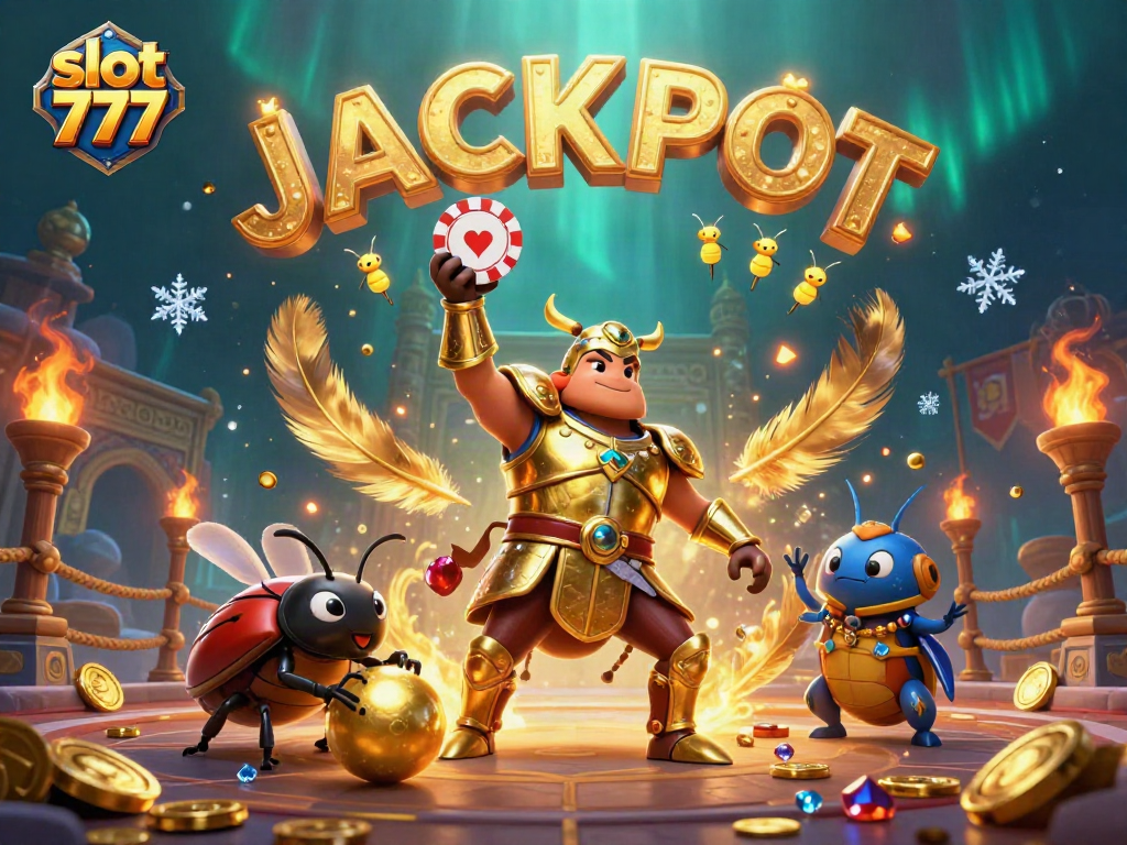 Permainan slot 777 yang menarik dengan karakter superhero dan suasana jackpot penuh warna.
