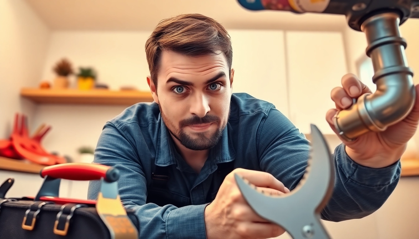 Plumber near me fixing a leak in a modern kitchen.