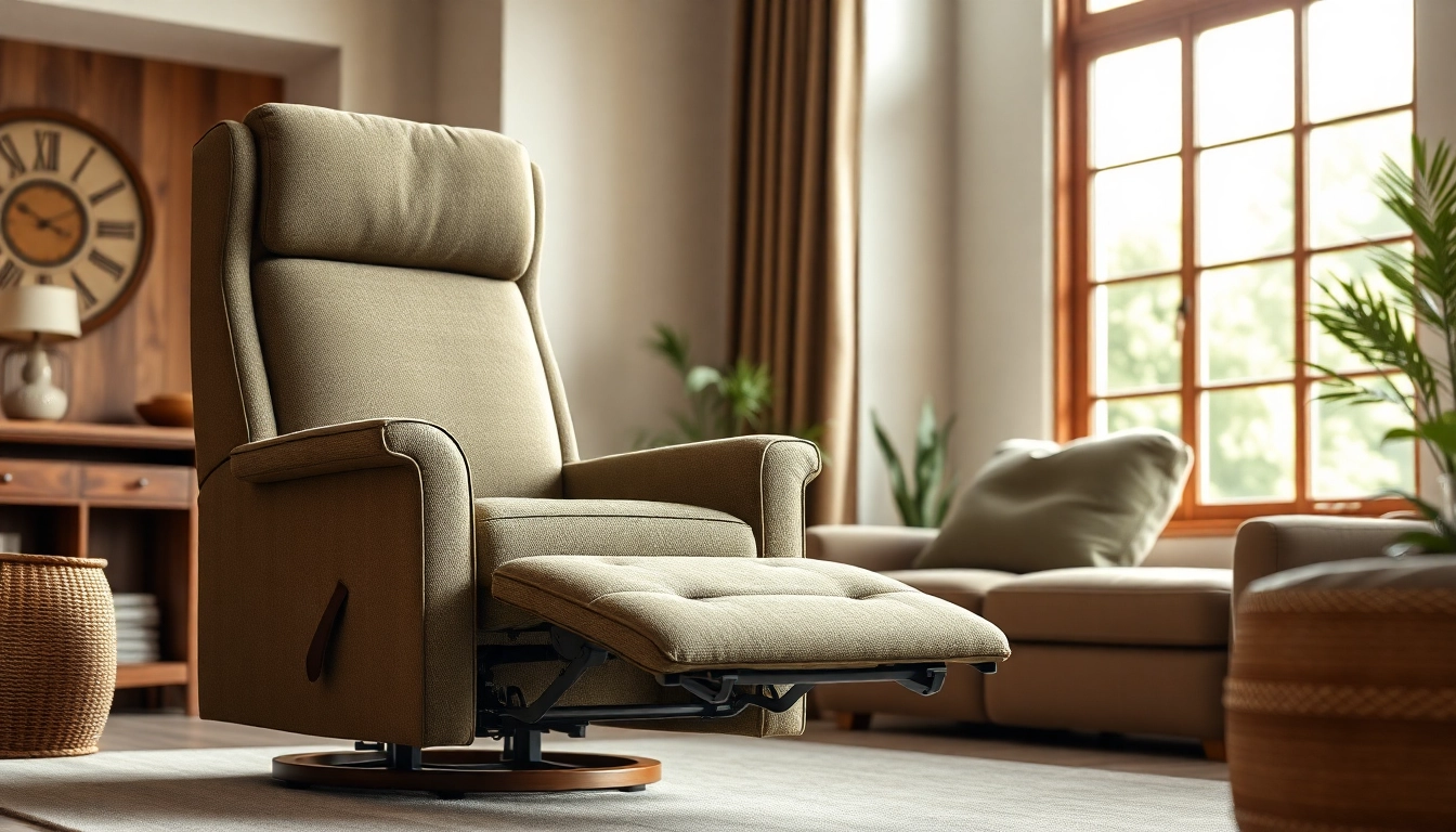 A comfortable lift chair for tall person shown in a cozy living room ambiance.