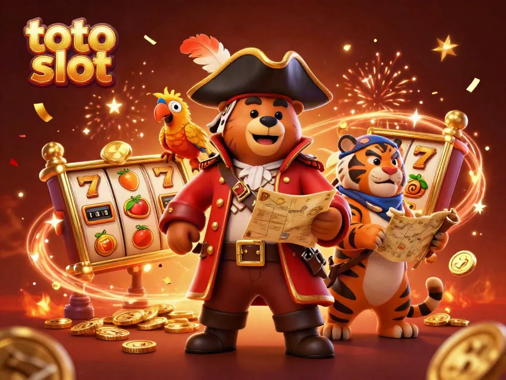Spin the toto slot reels amidst a festive celebration in this vibrant casino illustration.