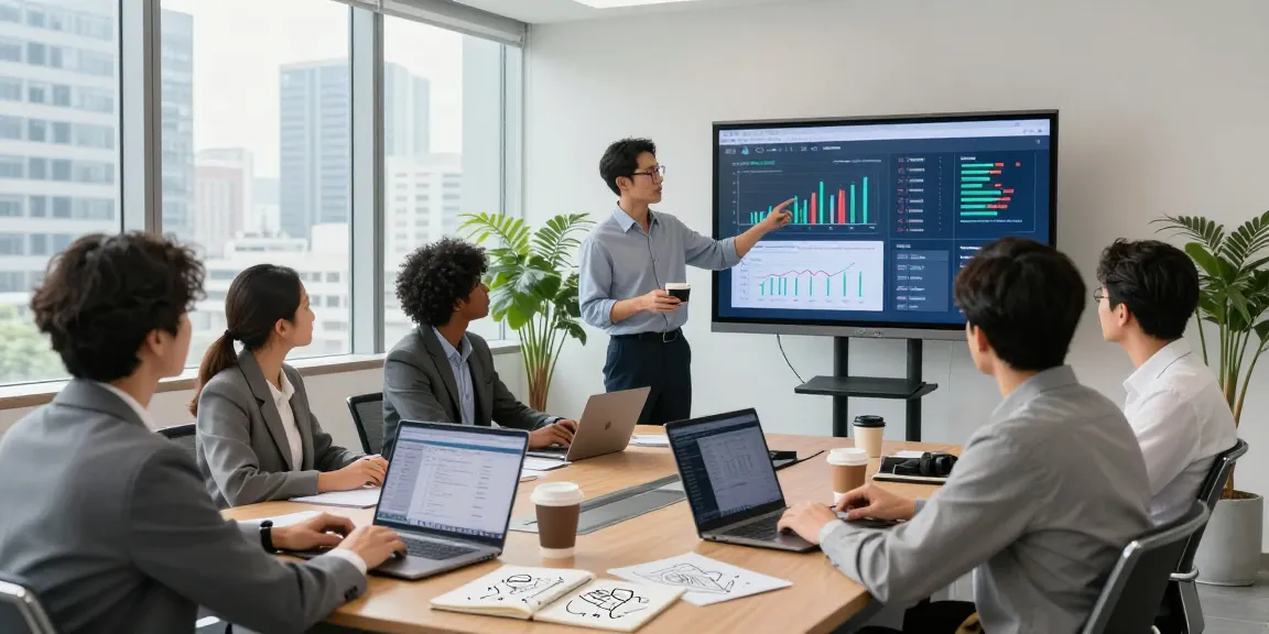 Dynamic team collaboration in a conference room showcasing https://factors.org.uk performance metrics.