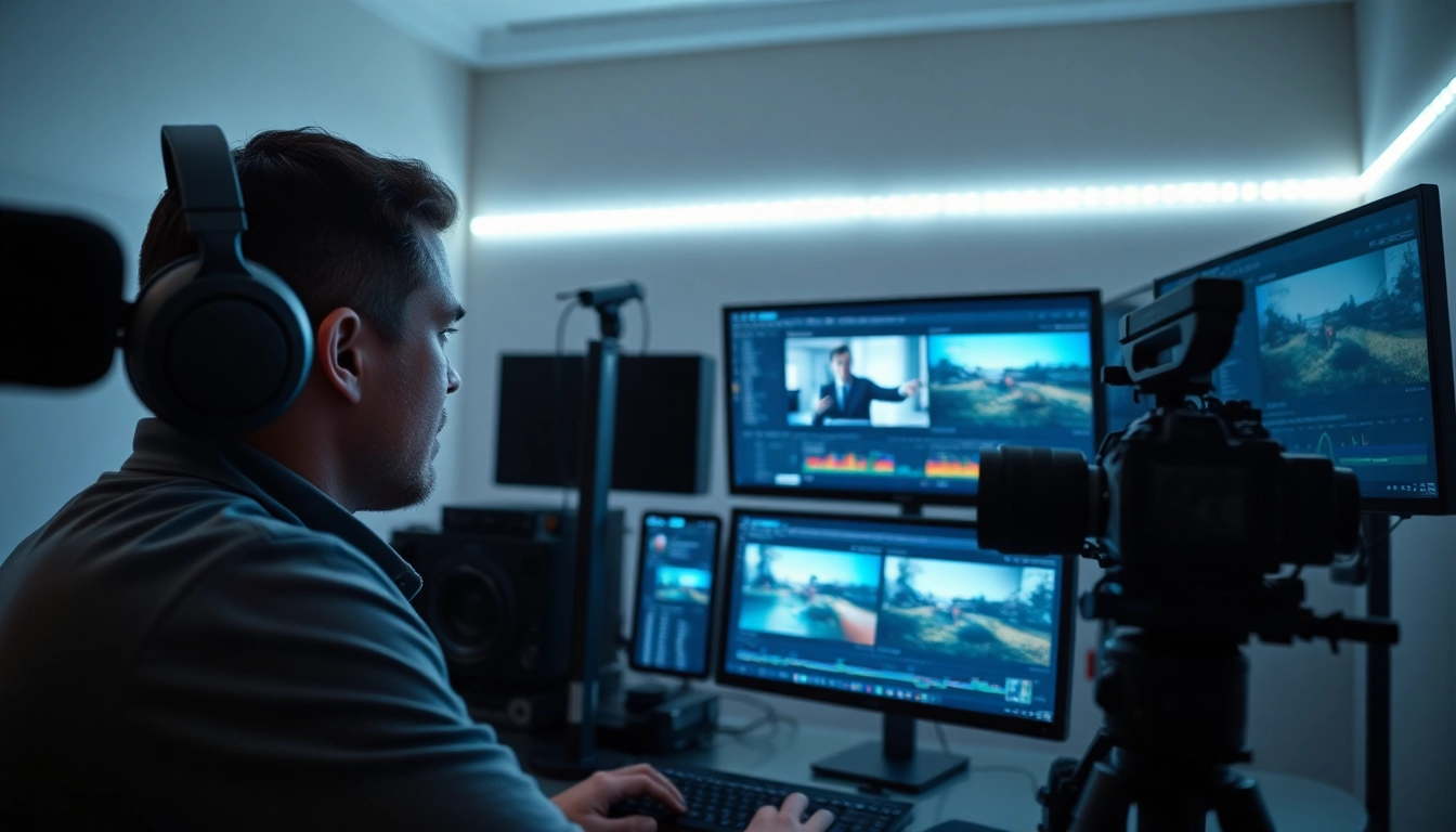 Enhancing storytelling through Post-production & editing in a modern video editing studio.