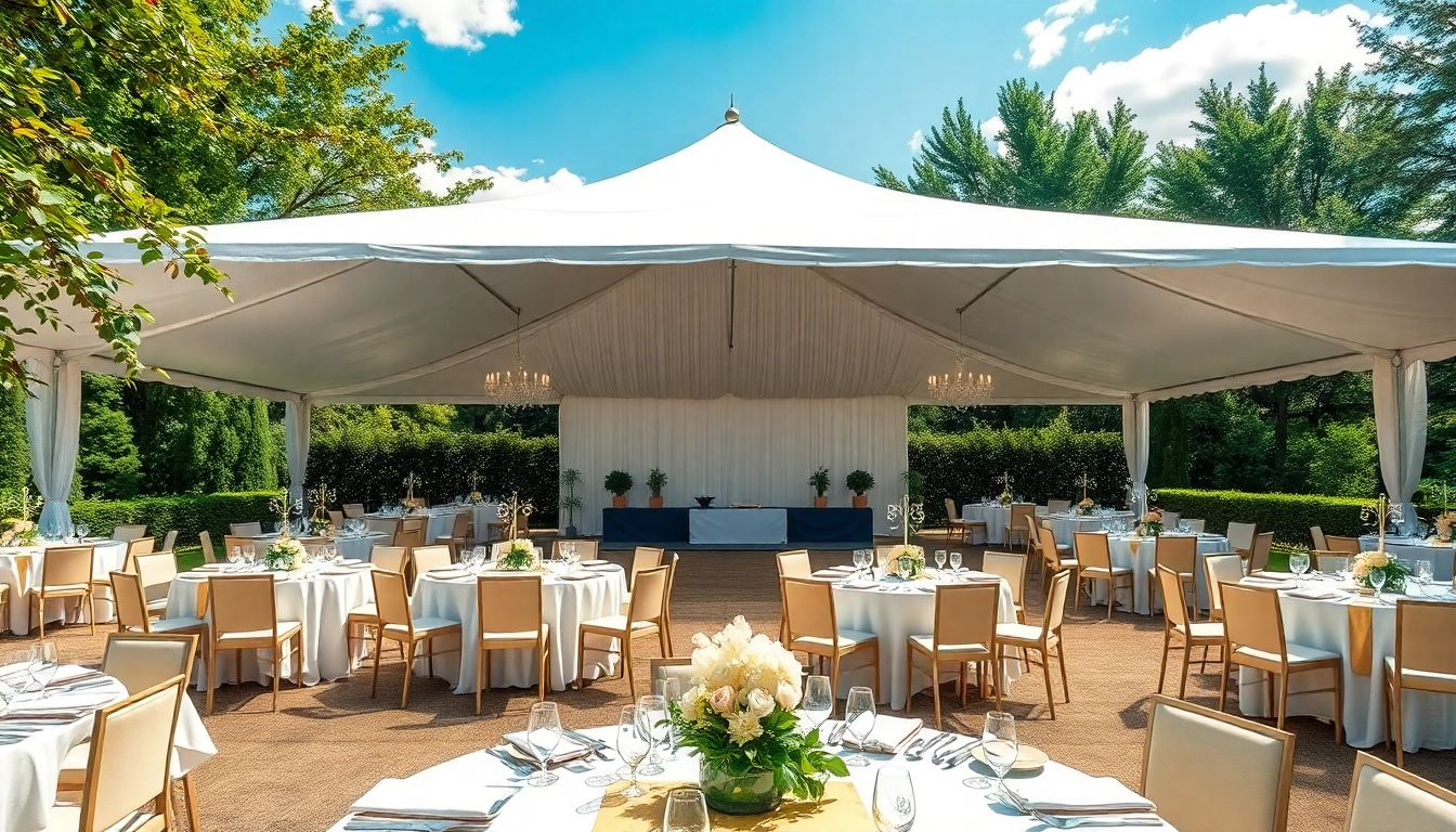 Experience stunning corporate event rentals showcasing elegant tents and sophisticated decor.