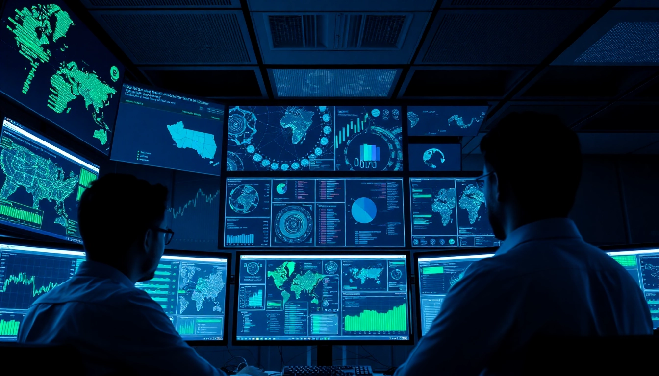 Cyber Threat Protection Tampa team analyzing data in a modern cybersecurity operations center