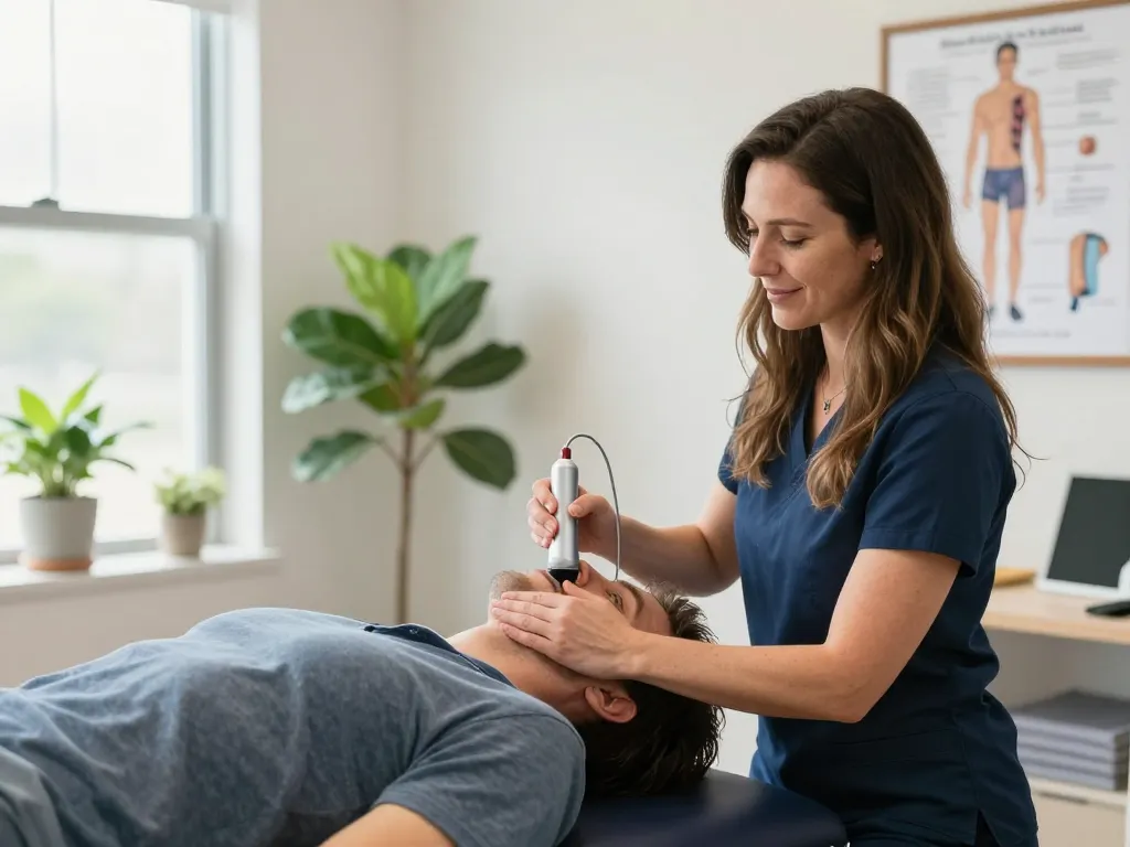 Brain-based chiropractic adjustment at https://synapticdc.com in a calming office environment.