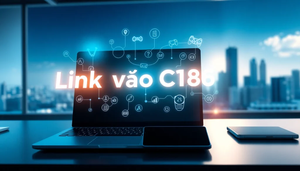 Engage with Link vào C168 through an interactive digital interface featuring colorful tech elements.