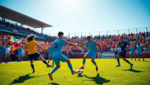 해외축구중계 중 팬들과 선수들이 함께하는 열광적인 경기 장면