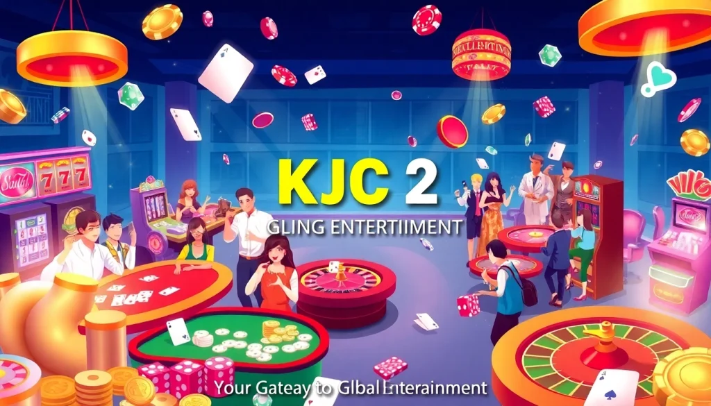 KJC AC 2 casino scene showcasing players at tables with cards and roulette.